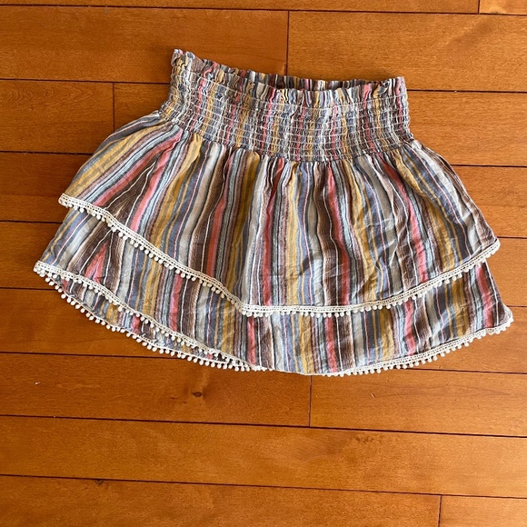 Sz S Parker Beach Smocked Waist Mini skirt and Baby Doll Top - Picture 6 of 7